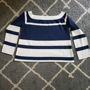J Crew Womens Sweater Blue White Stripe Size xs